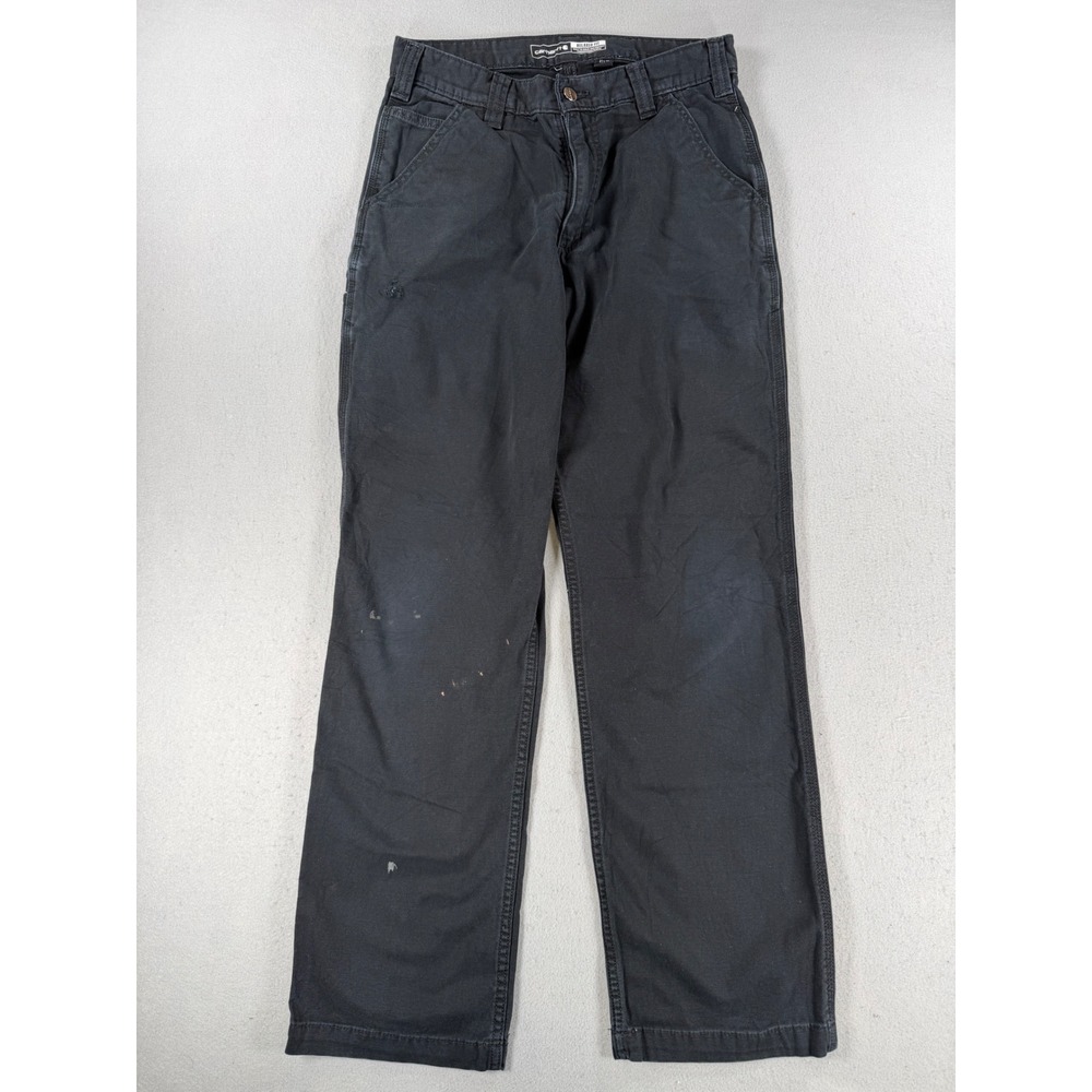 Vtg Carhartt Mens Relaxed Fit Canvas Work Pants Black 31x30 Utility Carpenter